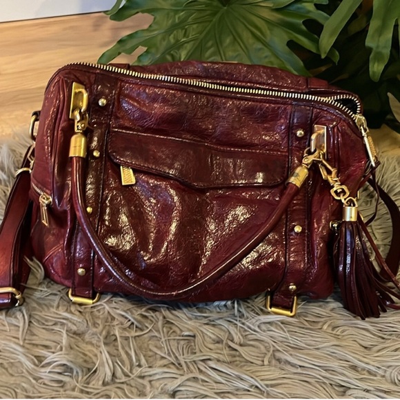 Rebecca Minkoff Burgundy Oxblood Red Leather Gold Hardware Cupid Y2K Rare - Picture 2 of 8